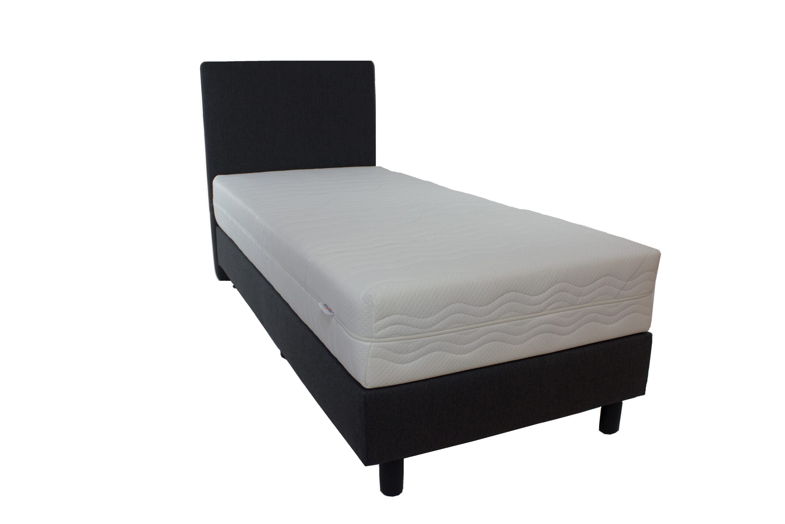1 Persoons - Budget Boxspring Antraciet inclusief pocket koudschuim matras - 90 x 210 cm - Bedworld B.V.